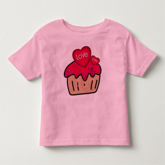 T-shirt van de valentijn van het kind met Cupcake (Voorkant)