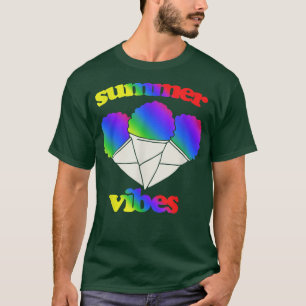 T-shirt van de zomervibes retro regenboogsneeuwkeg