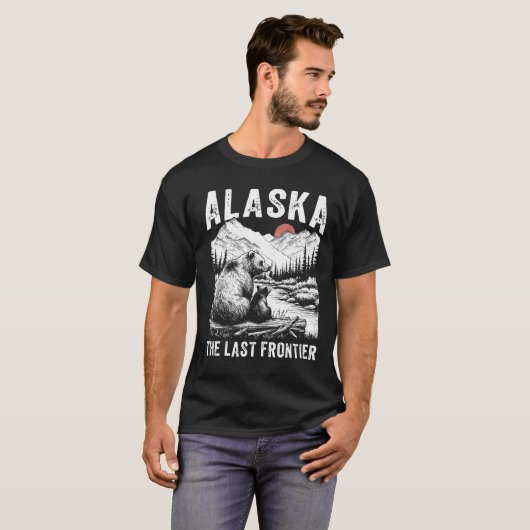 T-shirt van de Zwarte Alaska Grizzly Frontier (Voorkant volledig)