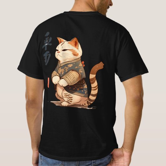 T-shirt van een kat in Japanse stijl JIW (Achterkant)