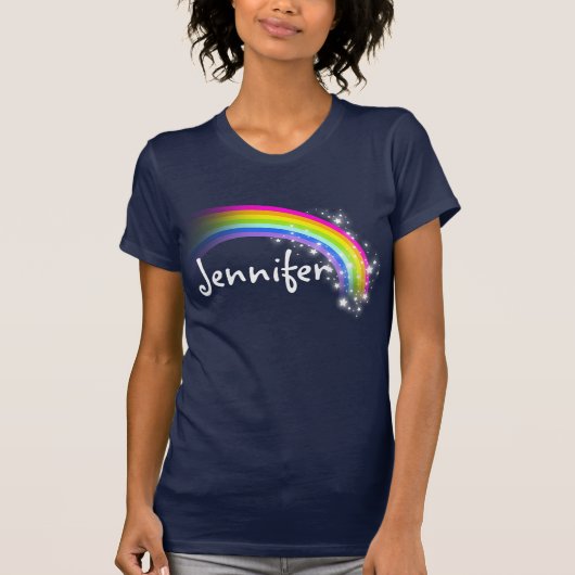 T-shirt van gepersonaliseerde regenboogsterren (Voorkant)