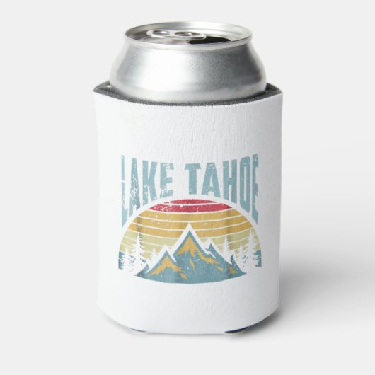 T-shirt van het meer van Tahoe - wandelende kamper Blikjeskoeler (Blikje Achterkant)