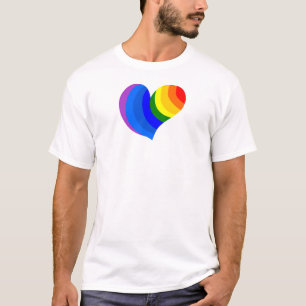 T-shirt van het witte feest "Rainbow Heart"