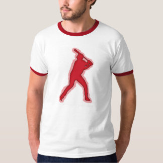 T-shirt van honkbalspeler met rood thema