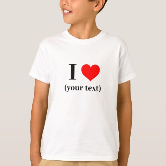 T-shirt van kind - Custom I heart (jouw tekst) (Voorkant)