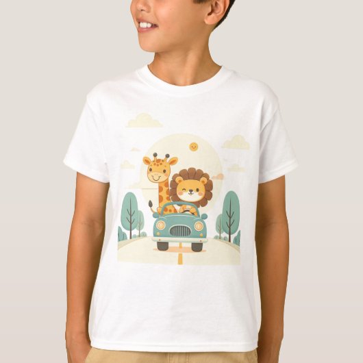 T-shirt van kinderen met Schattigee Cartoon Dieren (Voorkant)