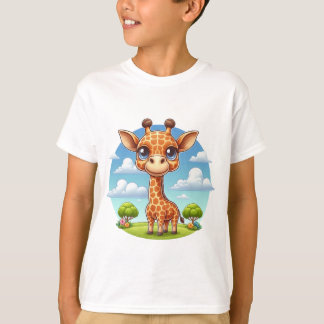 T-shirt van kinderen met Schattigee Giraffe Illust