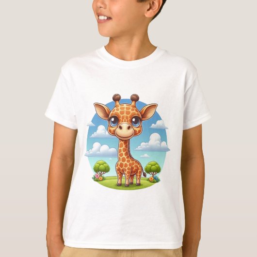 T-shirt van kinderen met Schattigee Giraffe Illust (Voorkant)