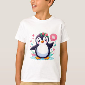 T-shirt van kinderen met Schattigee pinguïn print