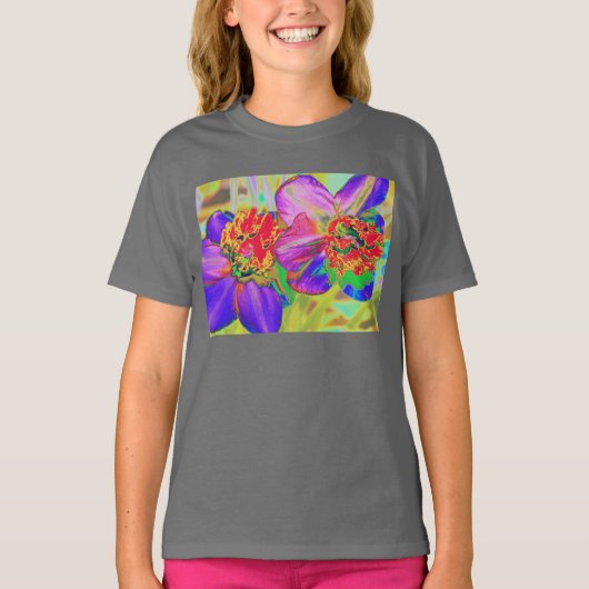 T-shirt van kleurrijke daffodil (Voorkant)