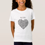 T-shirt van meisje met zwart en wit hart, aangepas (Voorkant)