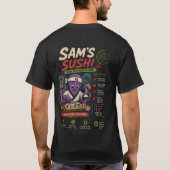 T-shirt van nepbedrijf Sam's Sushi (Achterkant)