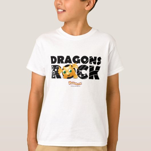 T-shirt van Pandanda 'Dragons Rock' (Voorkant)