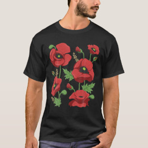 T-shirt van rode papavers - papaverbloem van de k