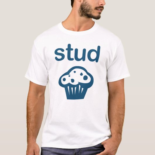 T-shirt van Stud Muffin (blauw) Funny (Voorkant)