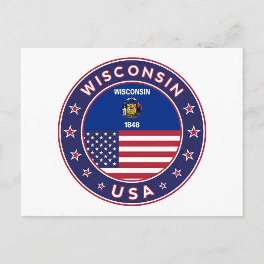 T-shirt van Wisconsin, Briefkaart (Voorkant)