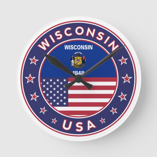 T-shirt van Wisconsin, Ronde Klok (Voorkant)