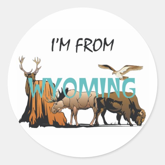 T-SHIRT van Wyoming Ronde Sticker (Voorkant)