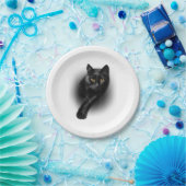 T-shirt van zwarte kattengeel T-shirt Papieren Bordje (Feest)