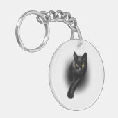 T-shirt van zwarte kattengeel T-shirt Sleutelhanger (Voorkant Links)