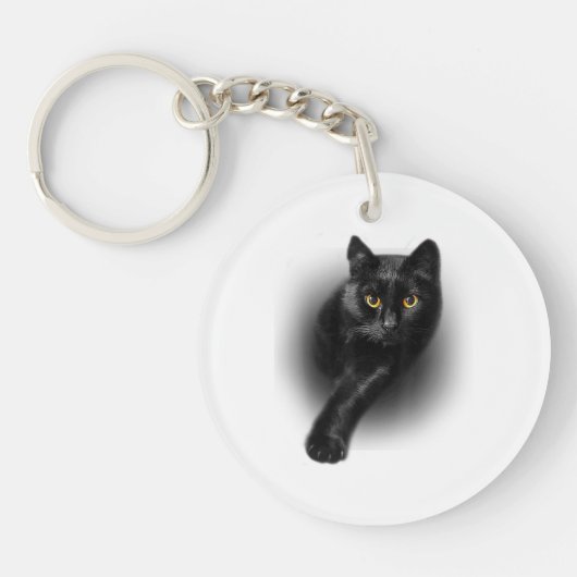 T-shirt van zwarte kattengeel T-shirt Sleutelhanger (Voorkant)