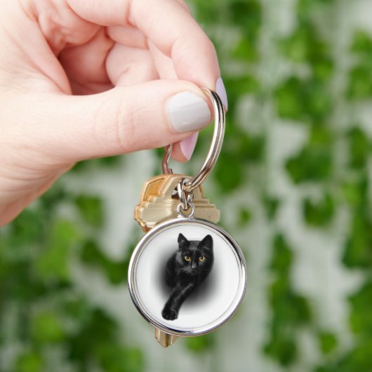 T-shirt van zwarte kattengeel T-shirt Sleutelhanger (Hand)