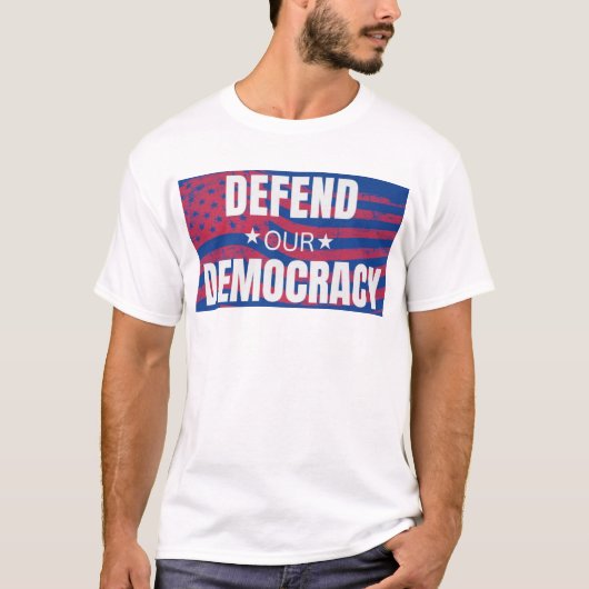 T-shirt "Verdedig onze democratie" (Voorkant)