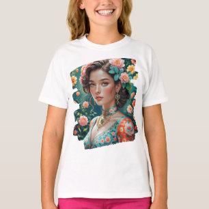 T-shirt Verfijnd Retro: Elegant Balinees Meisje