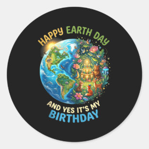 T-shirt verjaardag aarde april verjaardag geboren ronde sticker