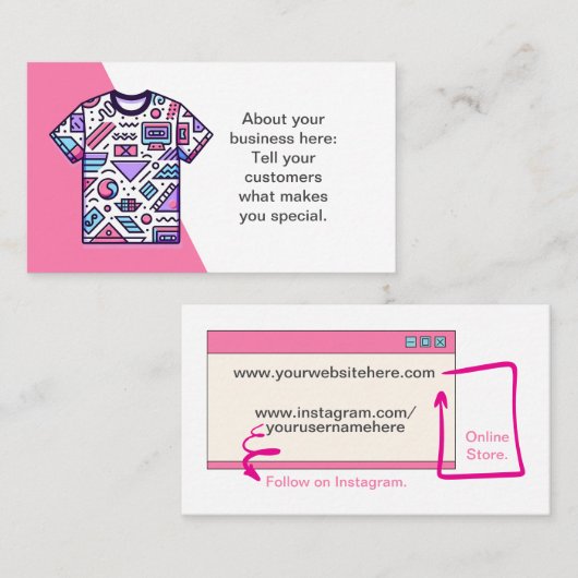 T-shirt Verkoper Winkel Visitekaartje (Voorkant / Achterkant)