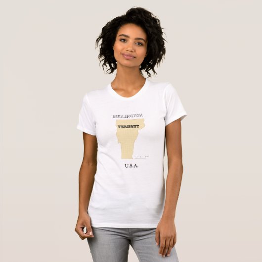 T-shirt - Vermont-kaart met stad (Voorkant volledig)