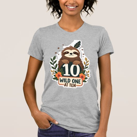 T-shirt voor 10e verjaardag luiaard vintage wild o (Voorkant)