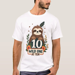 T-shirt voor 10e verjaardag luiaard vintage wild o