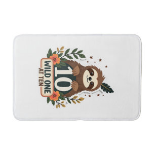 T-shirt voor 10e verjaardag luiaard vintage wild o badmat