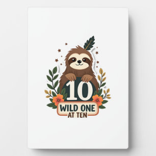 T-shirt voor 10e verjaardag luiaard vintage wild o fotoplaat