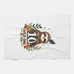 T-shirt voor 10e verjaardag luiaard vintage wild s theedoek