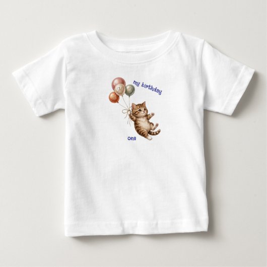 T-shirt voor 1e verjaardag Cute Cat (Voorkant)
