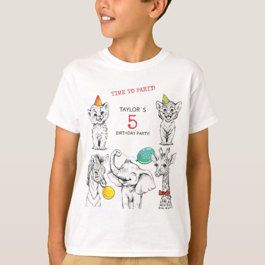 T-shirt voor 5e verjaardagsfeestje. (Voorkant)
