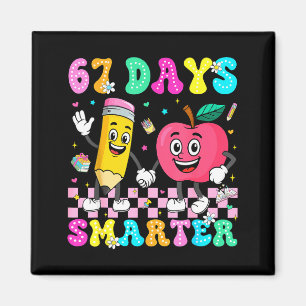 T-shirt voor 67e schooldag 67 dagen slimmer leraar magneet