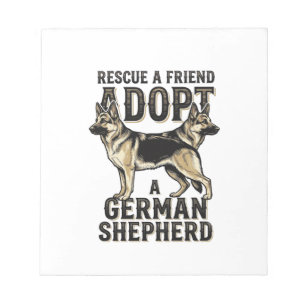 T-shirt voor adoptie van Duitse herder, vintage sh Notitieblok