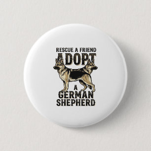 T-shirt voor adoptie van Duitse herder, vintage sh Ronde Button 5,7 Cm