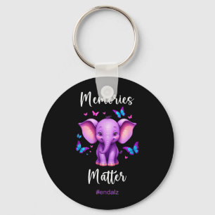 T-shirt voor alzheimerbewustzijn paarse olifant sleutelhanger