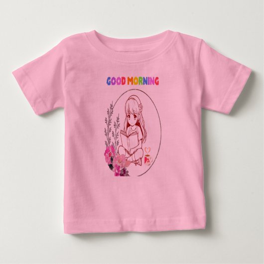 T-shirt voor babymeisje dat boek leest (Voorkant)