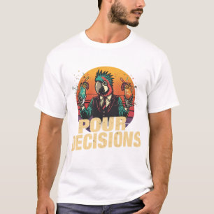T-Shirt voor Bartender met Papagaai en 'Pour Decis