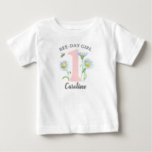 T-shirt voor Bee-Day-meisje met roze en madeliefje