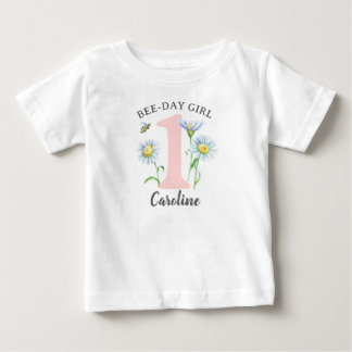 T-shirt voor Bee-Day-meisje met roze en madeliefje