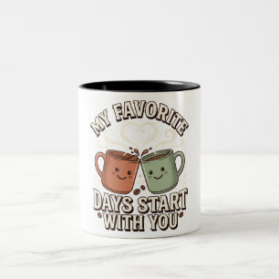 T-shirt voor Beste Vriendendag: Leuke koffie-match Tweekleurige Koffiemok