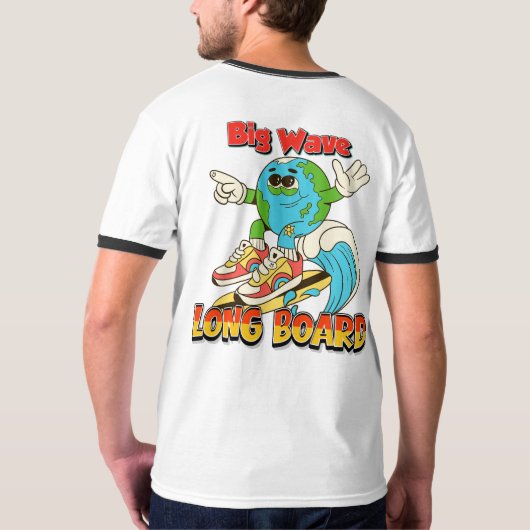 T-shirt voor Big Wave Long Board surfen (Achterkant volledig)