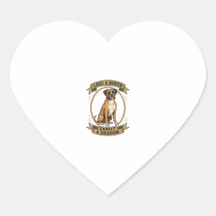 T-shirt voor Boxer-hondliefhebbers Vintage-gravure Hart Sticker