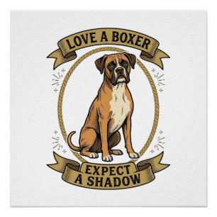 T-Shirt voor Boxerhondliefhebbers Vintage Gravure Perfect Poster